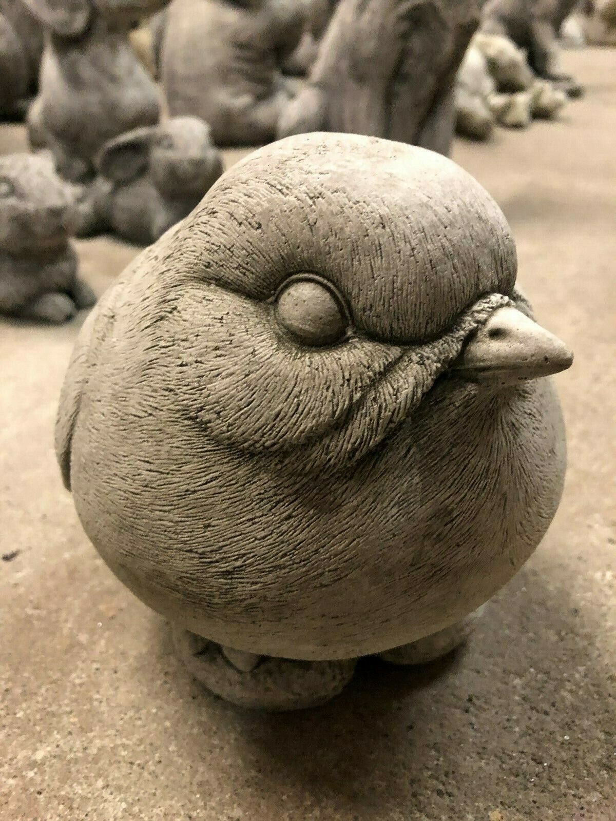 Close-up of Stone Garden Bird Ornament highlighting textured stonework and antique finish. A charming lawn or balcony accent piece.