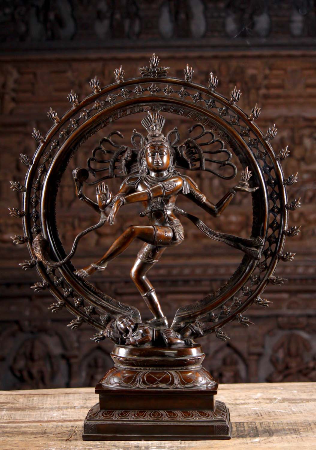 Brass Dancing Shiva Statue - Cosmic Art | Timeless Symbol 27" with detailed craftsmanship, symbolizing cosmic balance and divine energy.