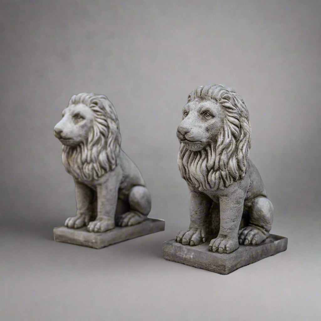 Pair of Stone Lion Statues 