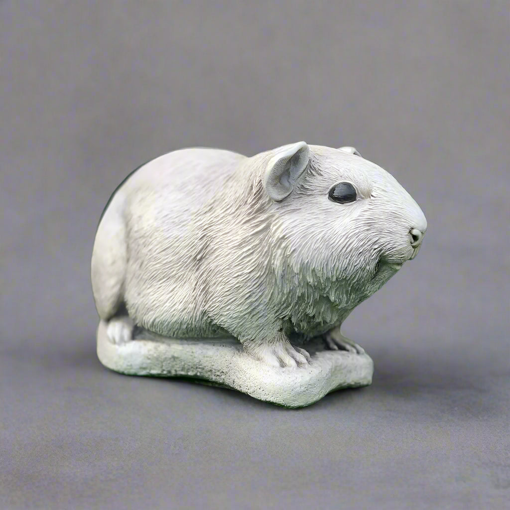 Charming Concrete Guinea Pig Garden Ornament with realistic detailing, perfect for enhancing garden aesthetics and animal-themed outdoor decor.