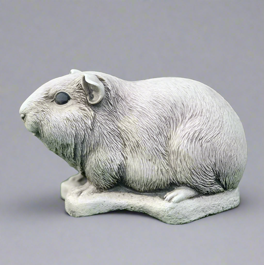 Outdoor Charm Guinea Pig Ornament in solid concrete, showcasing fine craftsmanship and natural texture for garden lovers and pet enthusiasts.