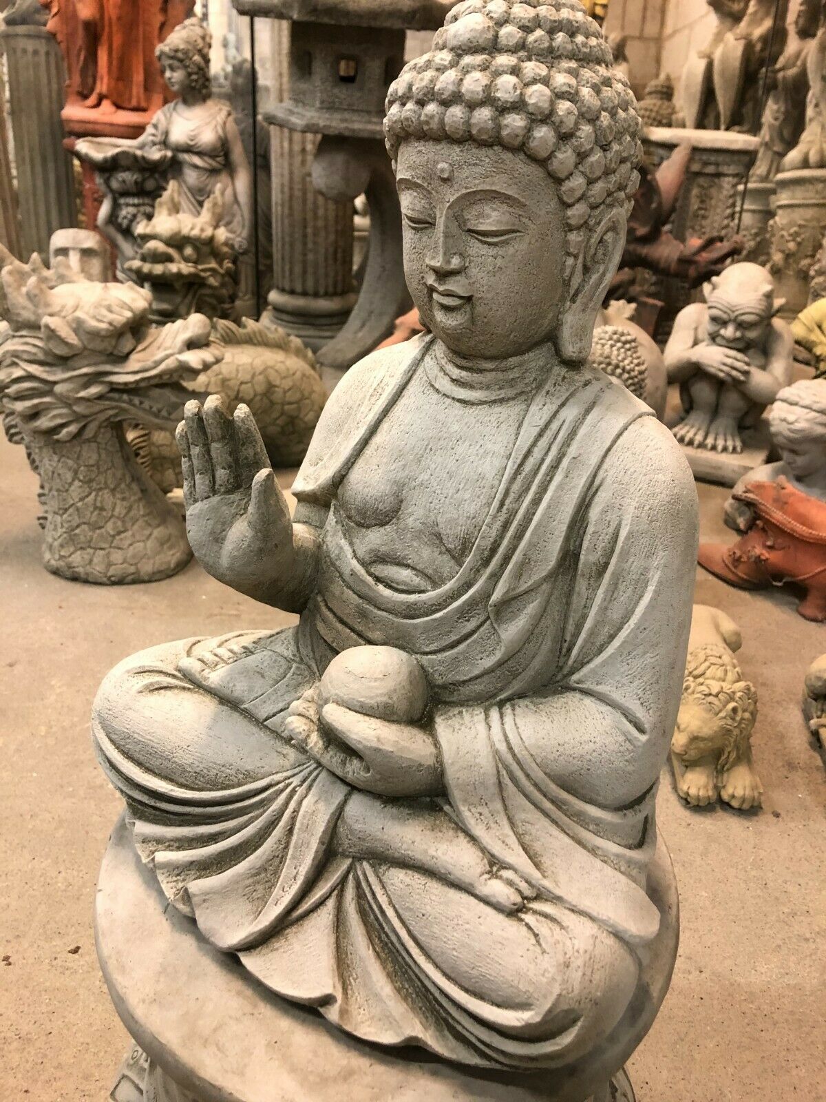 Stone Abhaya Buddha Statue 