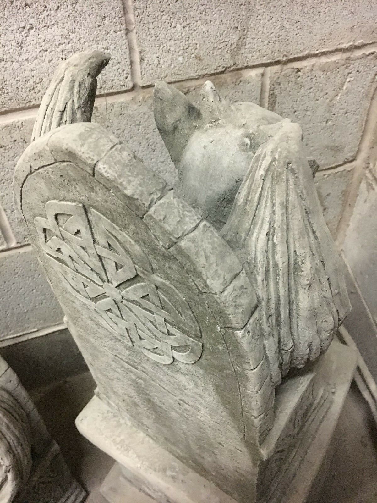 Top view of King Gargoyle Stone Statue - Weather Resistant Garden Art showing detailed throne back and wing structure, crafted for outdoor durability.