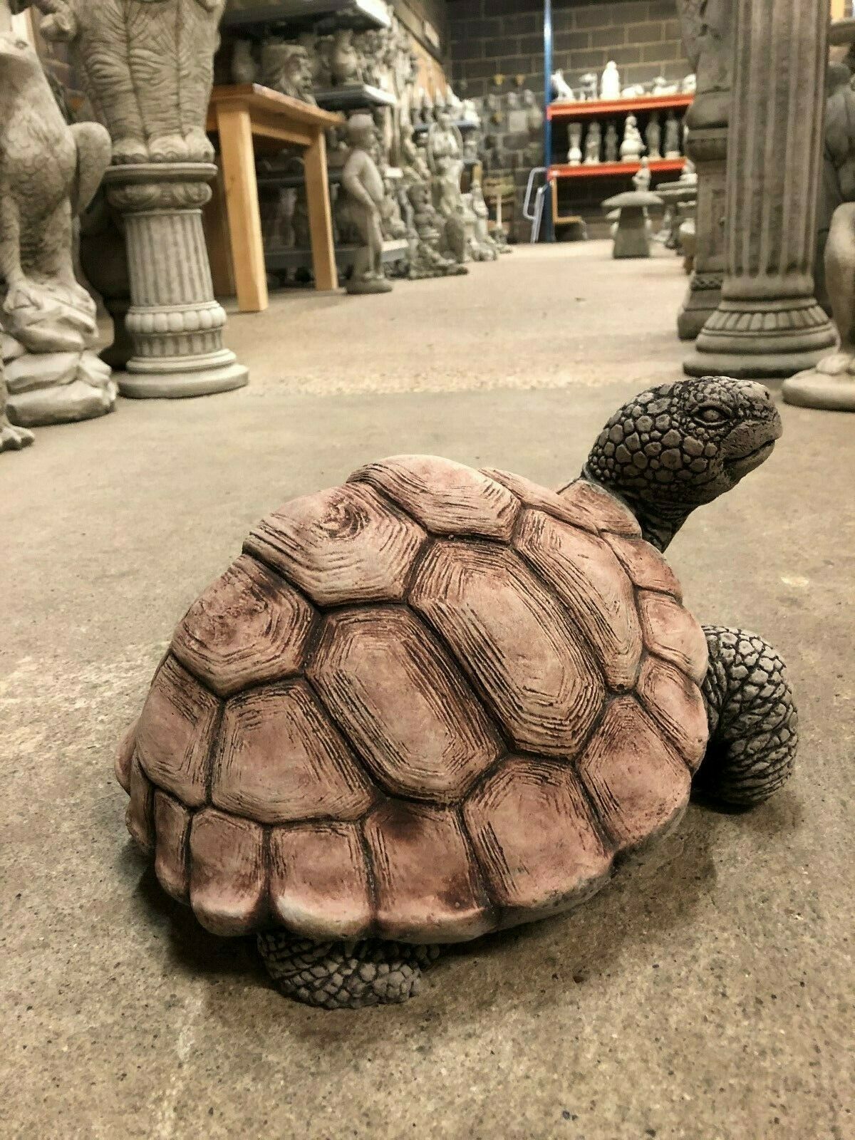 Durable large tortoise sculpture in stone finish, perfect for garden landscapes. Made from weather-resistant limestone for lasting outdoor use.