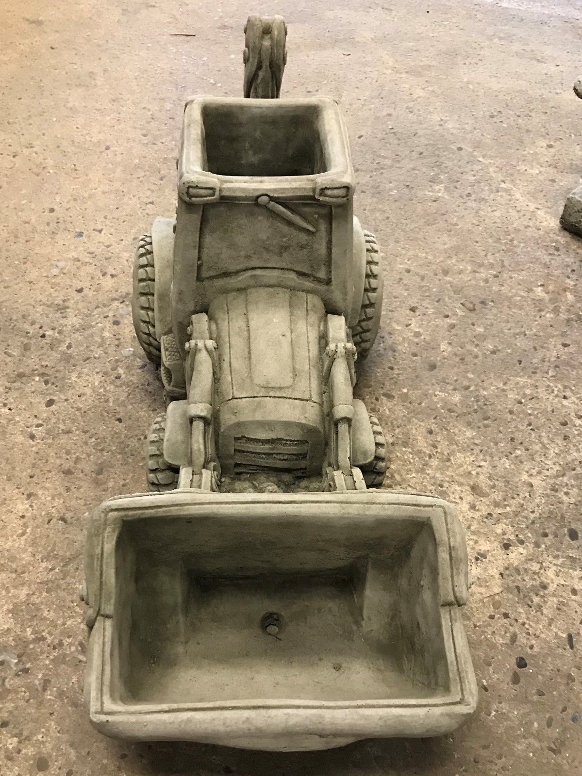 JCB Shovel Digger Planter - Garden Feature | Heavy & Durable top-down view of limestone digger planter showing deep planting compartments.