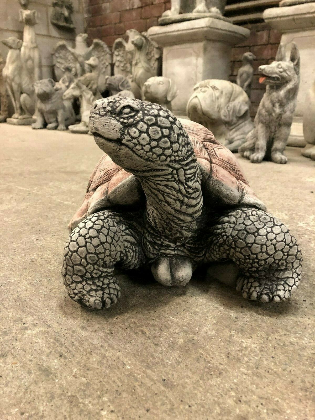 Handcrafted large tortoise ornament with textured shell and stone finish, suitable for garden decor or memorial garden settings.